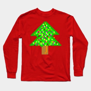 COLOURFUL PINE TREE PIXEL ART Long Sleeve T-Shirt